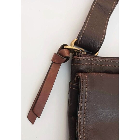 Fossil Morgan Traveler Brown Pebbled Leather Crossbody Lg Messenger Bag - Picture 4 of 11